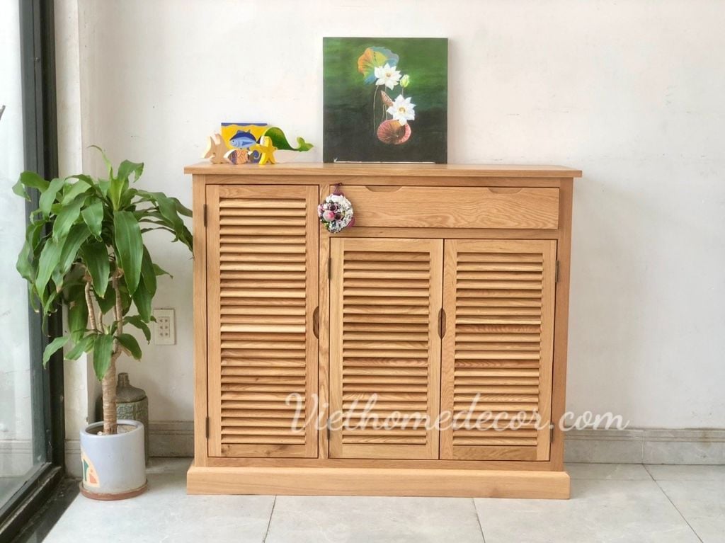 Kệ giày gỗ sồi là sách 3 cánh 1 ngăn kéo #38022
