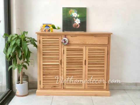 Kệ giày gỗ sồi là sách 3 cánh 1 ngăn kéo #38022