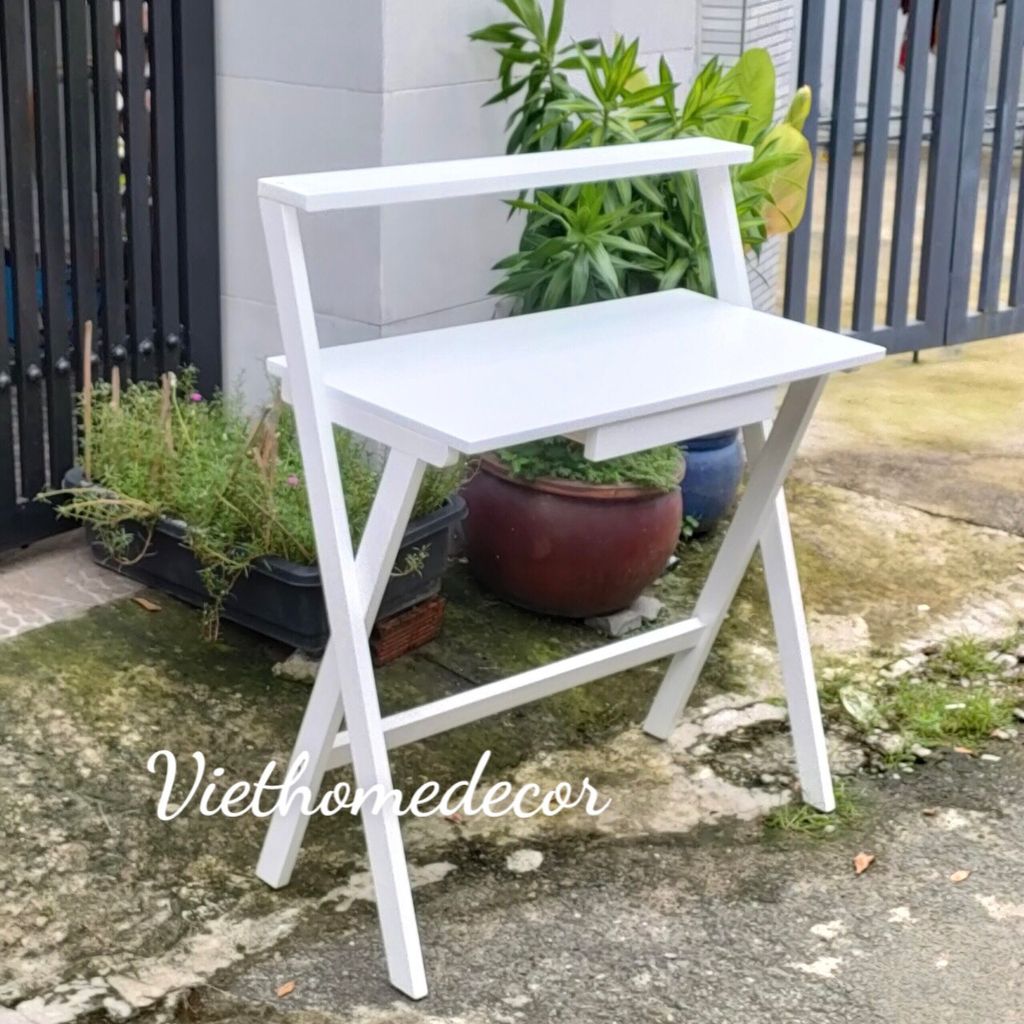Bàn học chân X trắng #9267WHI