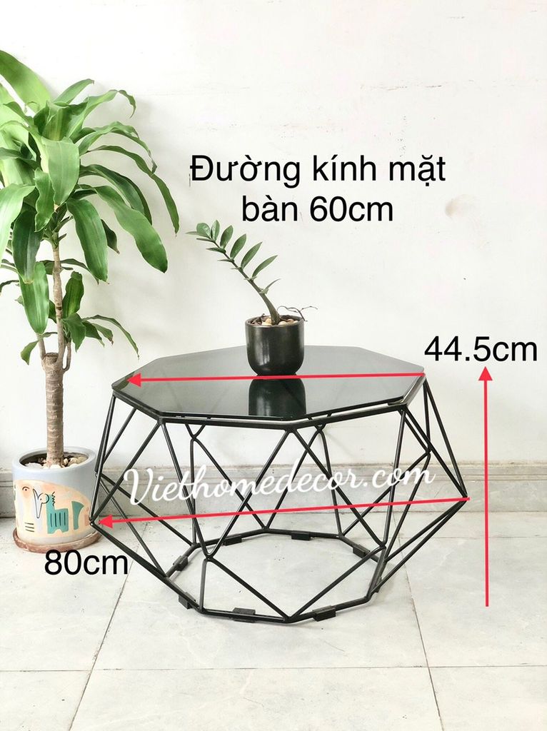 Bàn cafe/sofa sắt kính #9091