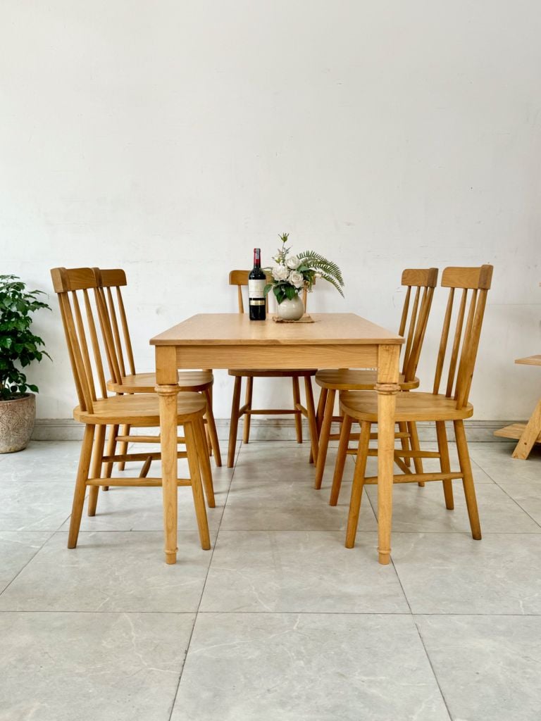 Bộ bàn ăn chân tiện #8488