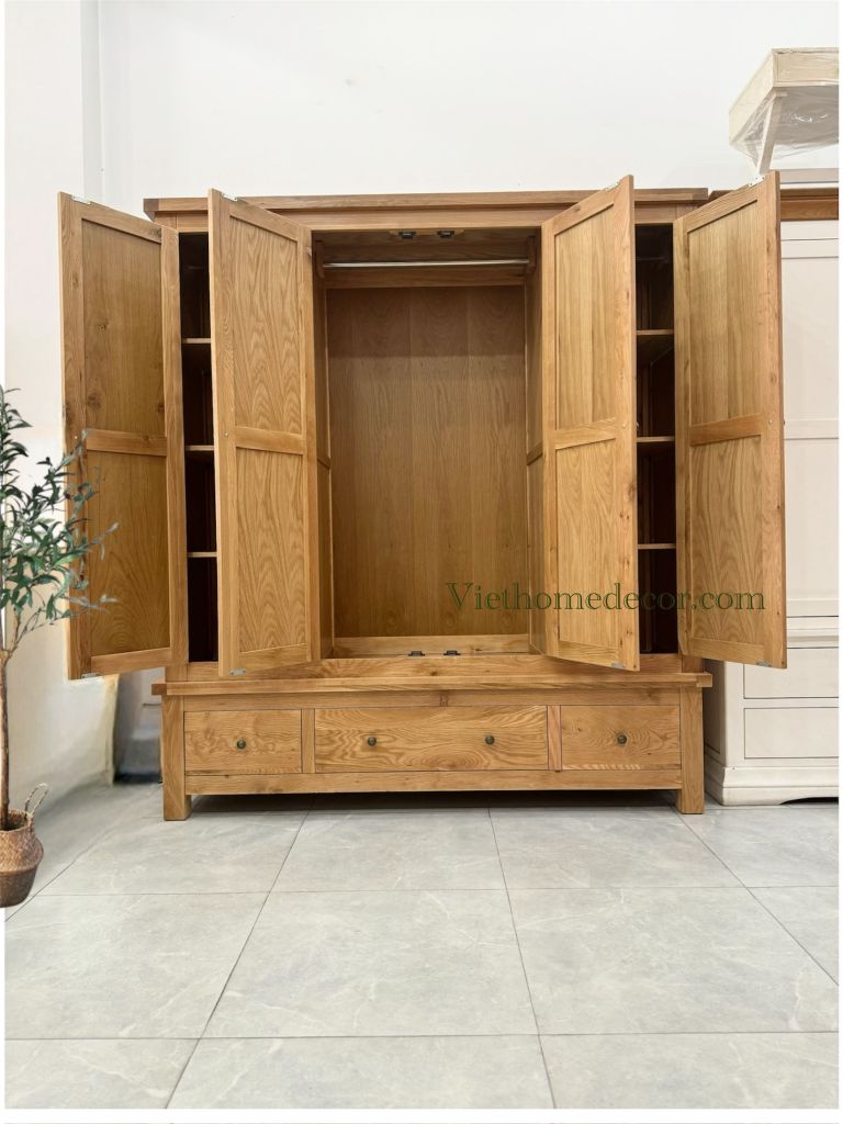 Tủ áo 4 cánh gỗ sồi #9298