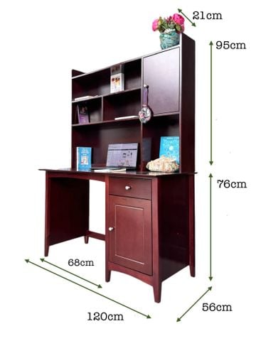 Bàn làm việc/ Bàn học liền kệ nâu #5635