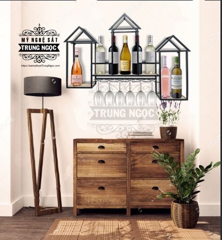 kệ rượu sắt nghệ thuật