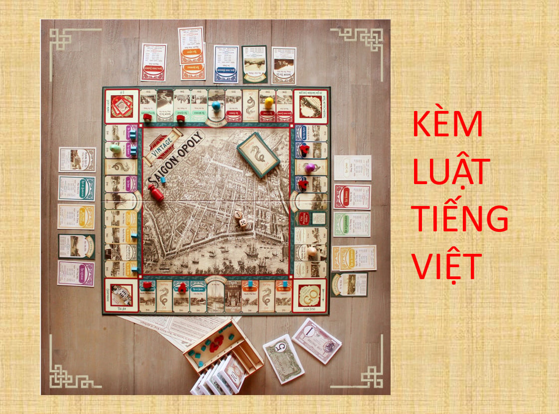 TRÒ CHƠI CỜ TỶ PHÚ - MONOPOLY SÀI GÒN 1880 PHIÊN BẢN MỚI 2021 - CÓ KHAY GỖ ĐỰNG CAO CẤP ( HỘP)
