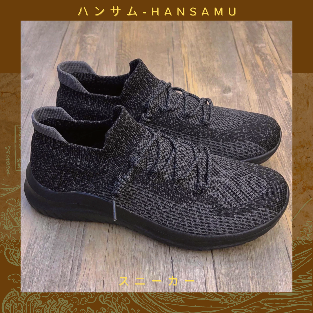  Giày thể thao Nhật Hansamu walk unisex HD Đen xám 