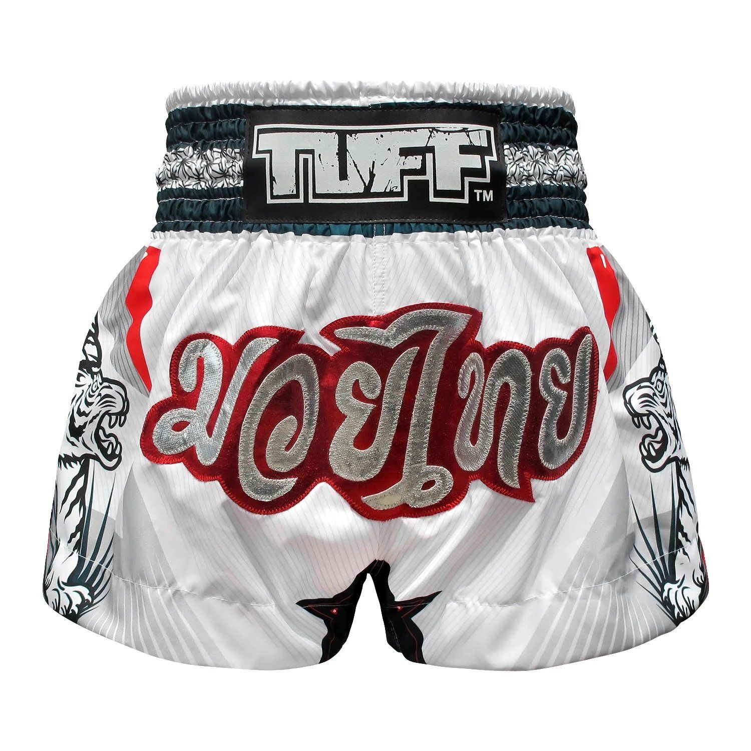 Quần TUFF Muay Thai Boxing Short White With Double White Tiger