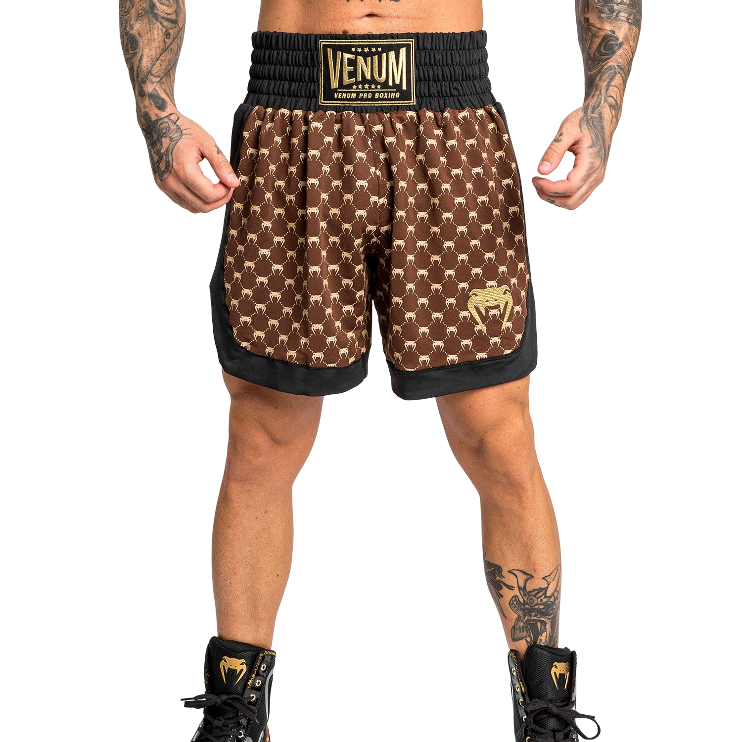 Quần Venum Monogram Boxing Shorts - Black/Brown