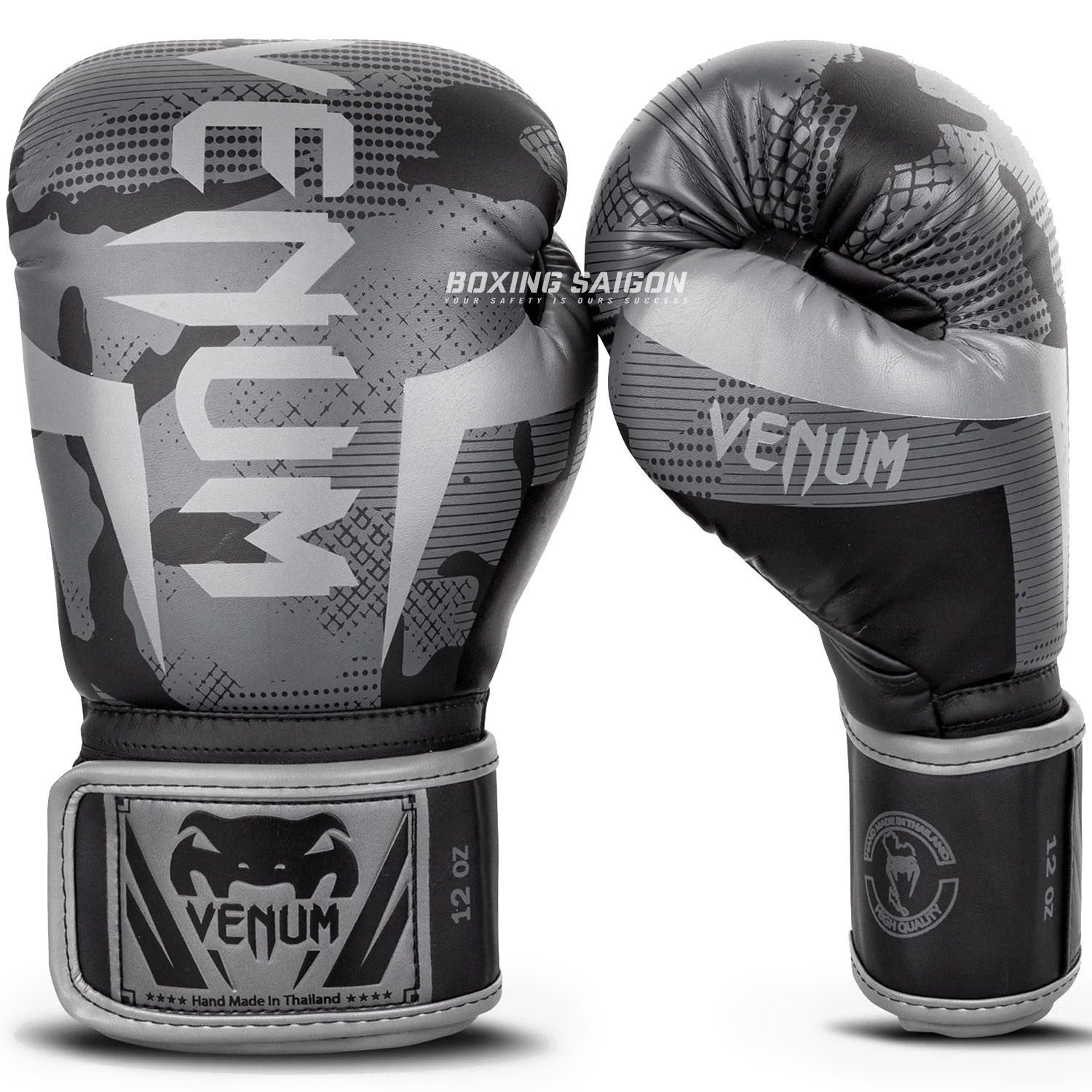 Găng Tay Venum Elite Boxing Gloves - Black/Dark Camo