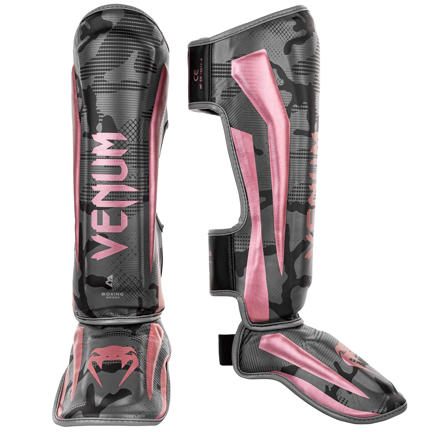 Bảo Hộ Chân Venum Elite Shin Guards - Black/Pink Gold