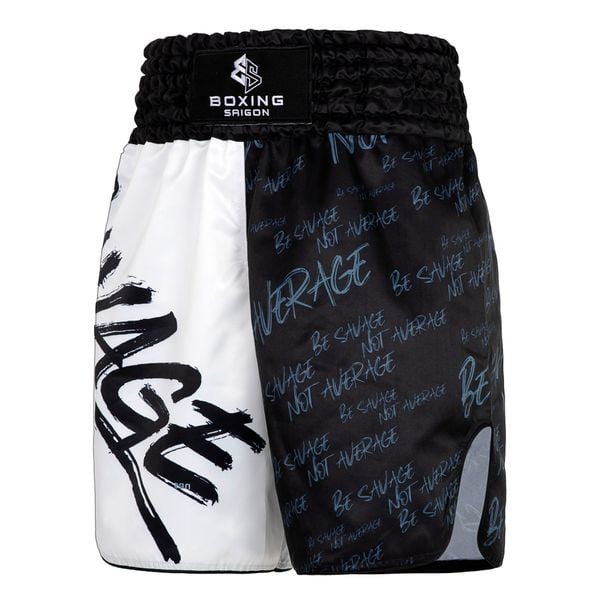 Quần Boxing Saigon Savage - Black/White | Saigon Sport