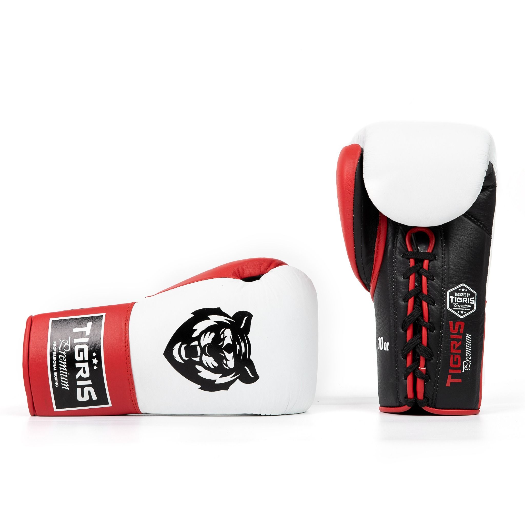 Găng Tay Tigris Pro Fight Leather Boxing Gloves - White/Red