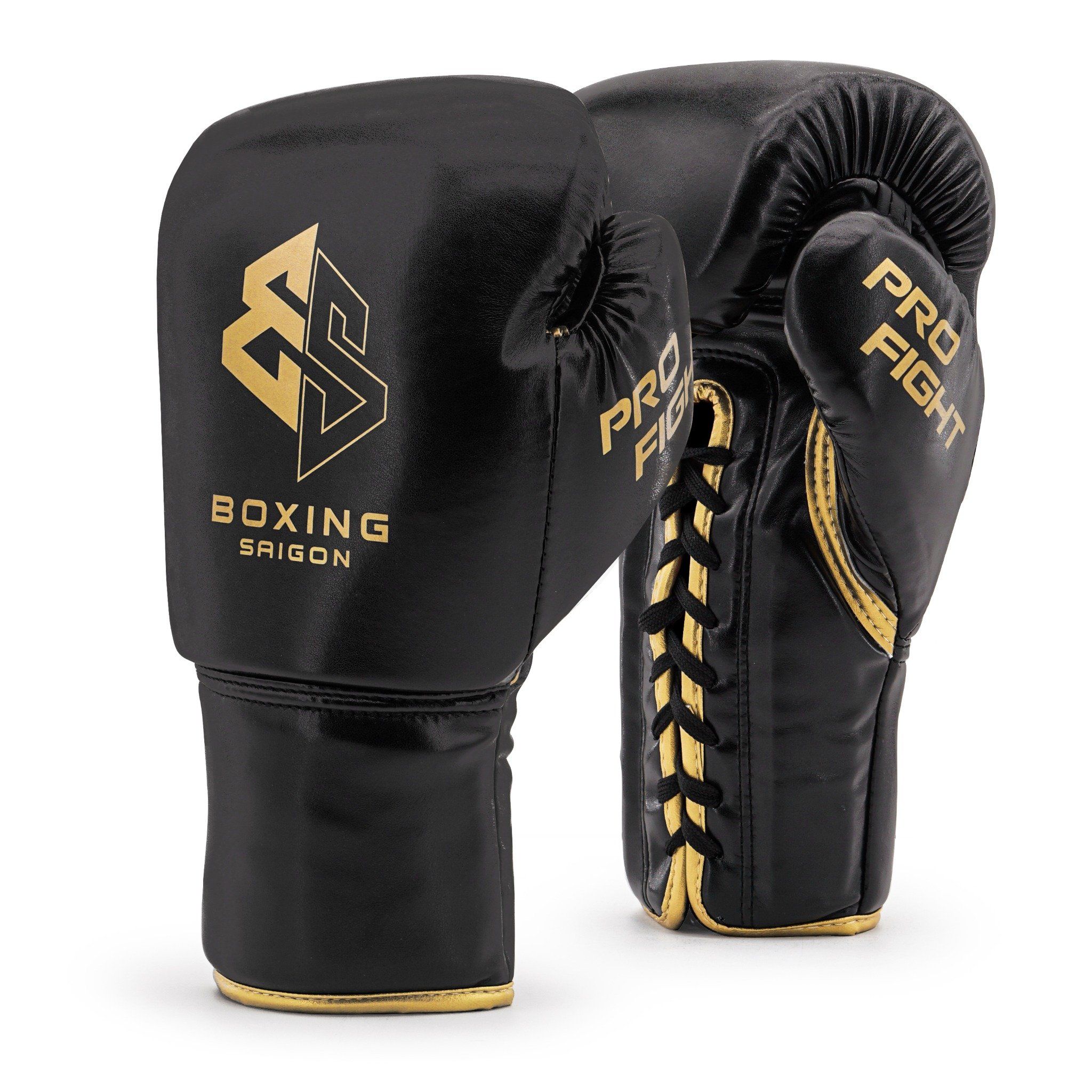 Găng Tay Boxing Saigon Pro Fight Gloves - Black