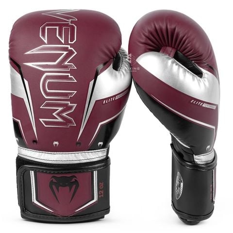 Găng Tay Venum Elite Evo Boxing Gloves - Burgundy/Silver