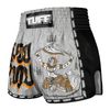 Quần TUFF Muay Thai Boxing Shorts New Retro Style Grey Hanuman Yantra with War Flag