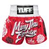 Quần Tuff Muay Thai Boxing Shorts Red Muay Thai Fighter With Flower Pattern