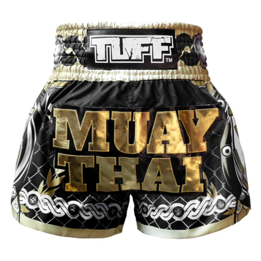 Quần Tuff Muay Thai Boxing Shorts Golden Gladiator In Black