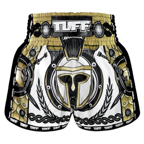 Quần TUFF TUF-MRS202-WHT Muay Thai Boxing Shorts New Retro Style Golden Gladiator in White