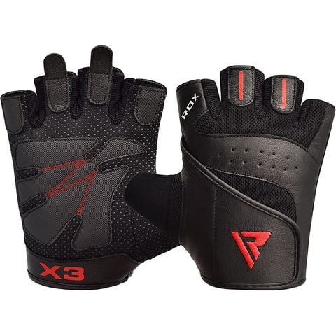 GĂNG TAY GYM RDX S2 BLACK LEATHER WEIGHT LIFTING GLOVES