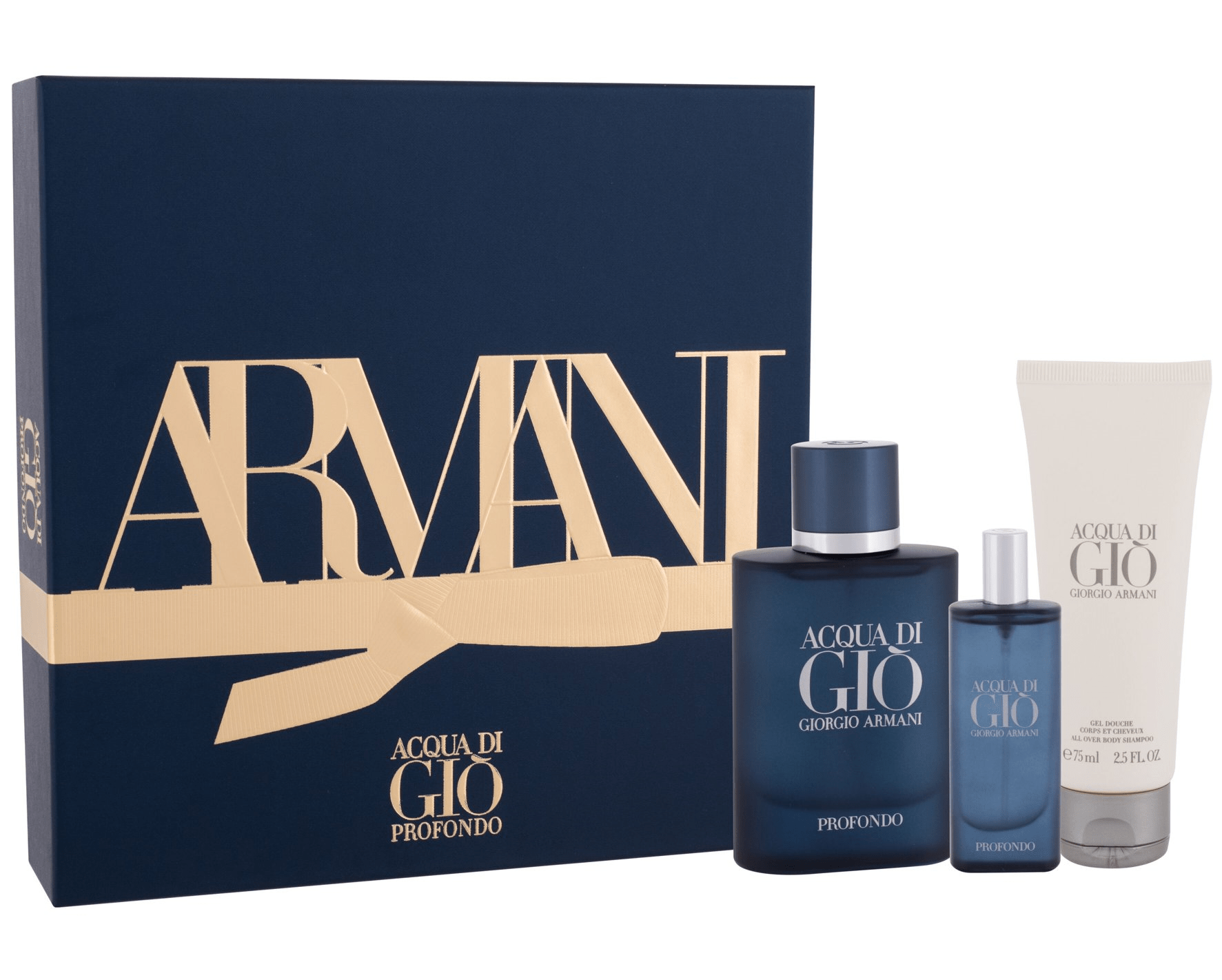 Set Nước Hoa Nam Giorgio Armani Acqua Di Giò Profondo EDP (75ml + 15ml + Gel 75ml)