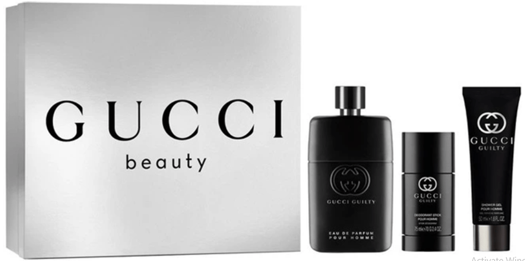 GiftSet Nước Hoa Gucci Guilty Pour Homme EDP (90ML + Lăn Khử Mùi + Sữa Tắm )