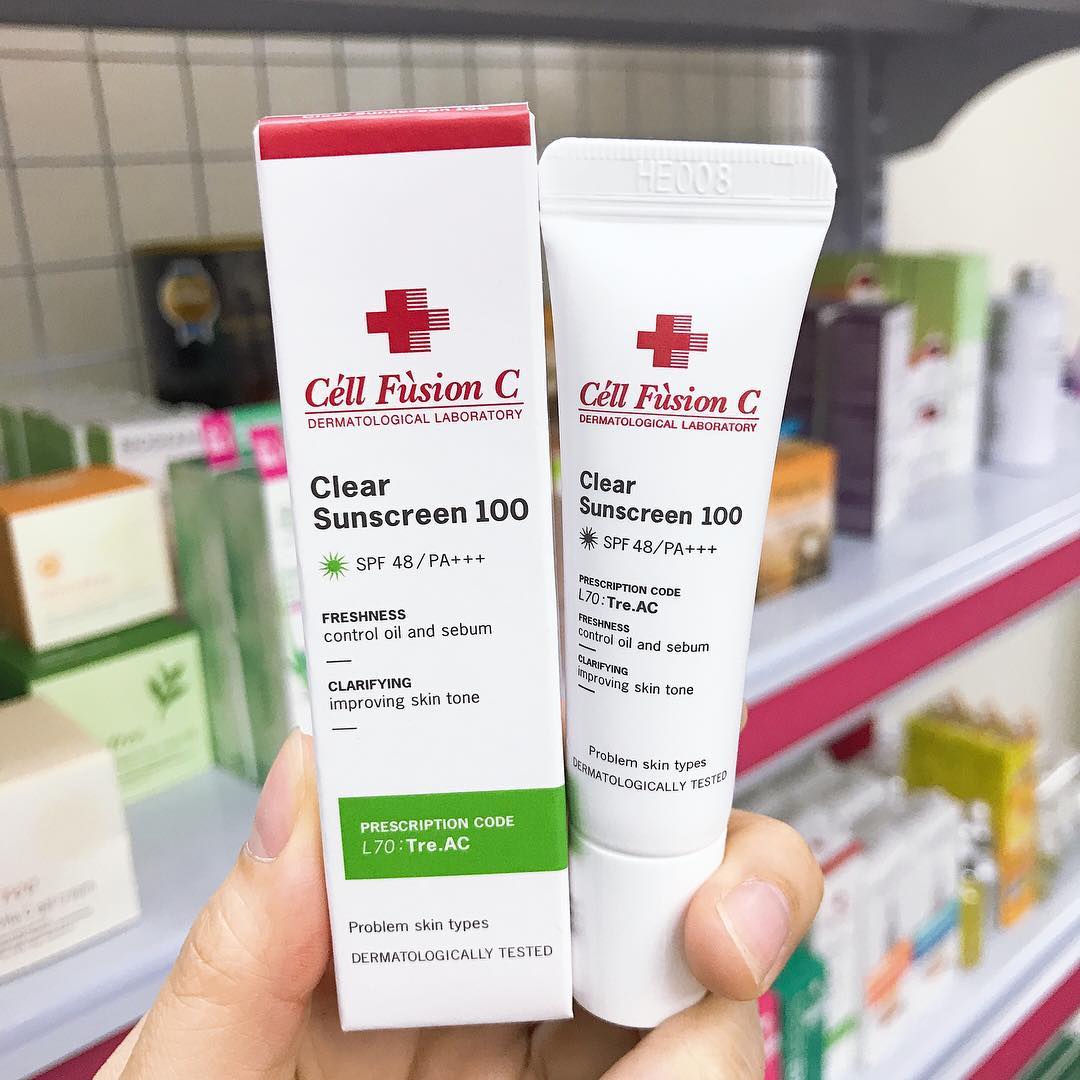 Kết quả hình ảnh cho Kem Chống Nắng Cell Fusion C Clear Sunscreen 100 10ml
