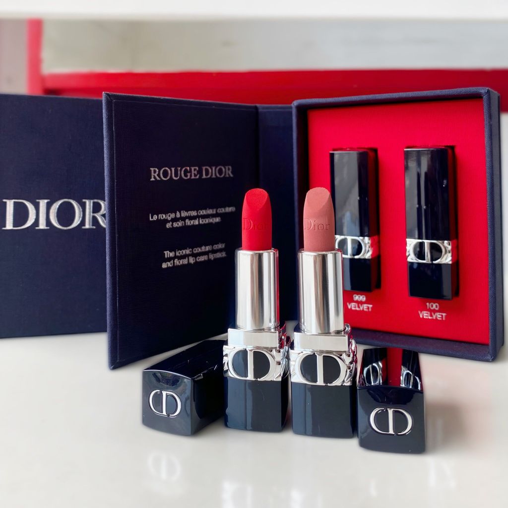Set Son Dior Rouge Mini Màu 999 Velvet Và 100 Nude Look Matte ( Mới Nhất )