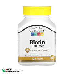 Viên uống dưỡng tóc BIOTIN 10,000 mcg 21st Century - 120 viên