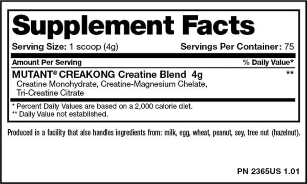 Tăng sức mạnh Creatine Creakong Mutant - 1000gr (250 serving)