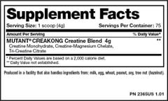 Tăng sức mạnh Creatine Creakong Mutant - 1000gr (250 serving)