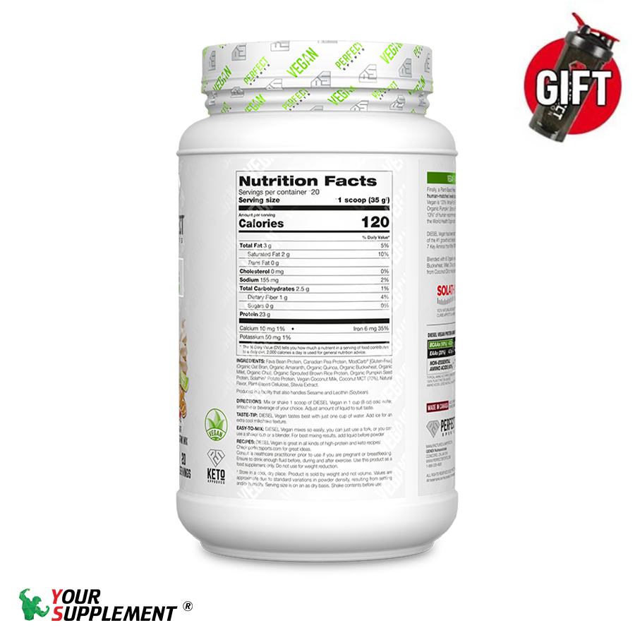 Sữa Tăng Cơ 100% Thực Vật Organic VEGAN DIESEL Perfect Sport - 700GR (20 servings)