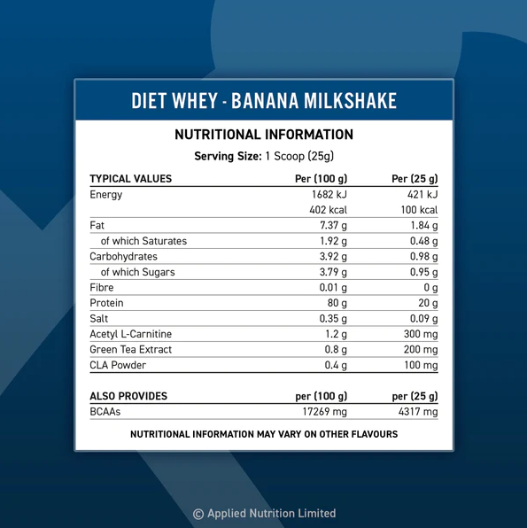 DIET WHEY PROTEIN APPLIED NUTRITION 72 SERVINGS