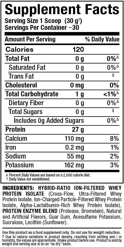 ISOFLEX: WHEY PROTEIN ISOLATE POWDER - 30 Servings