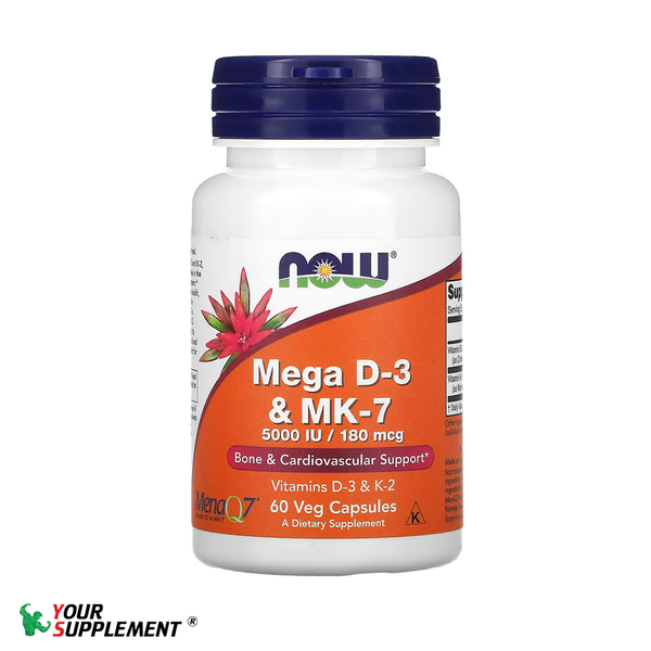 NOW Mega Vitamin D3 & K2 - MK7 (60 Capsules)