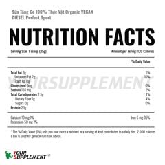 Sữa Tăng Cơ 100% Thực Vật Organic VEGAN DIESEL Perfect Sport - 700GR (20 servings)