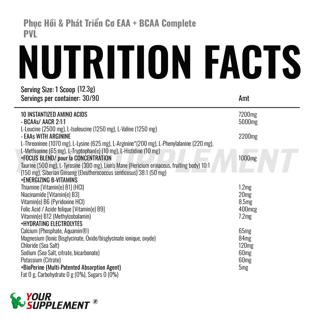 Phục Hồi & Phát Triển Cơ EAA + BCAA Complete PVL 330gr (30 servings)