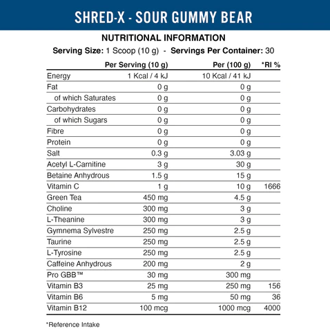 SHRED X THERMOGENIC POWDER 300G