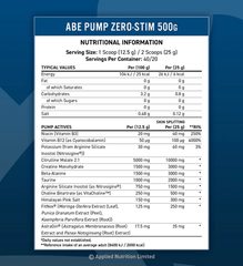 ABE PUMP - ZERO STIM PRE-WORKOUT 500GR | 40 Lần dùng