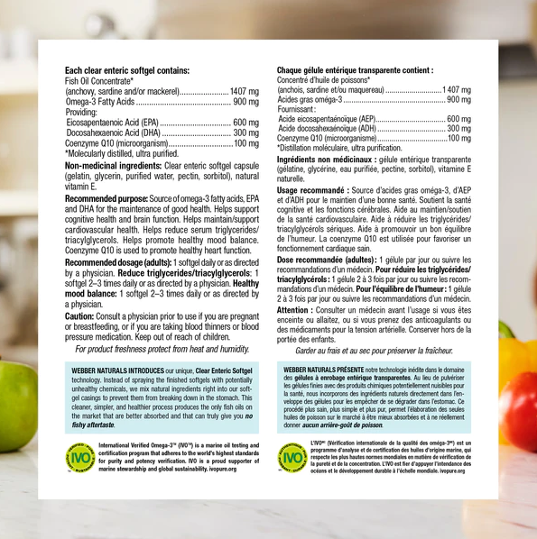 Dầu Cá OMEGA 3 TRIPLE STRENGTH + COQ10 Webber Naturals - 80 viên