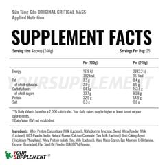 Sữa Tăng Cân ORIGINAL CRITICAL MASS Applied Nutrition - 6KG (25 servings)