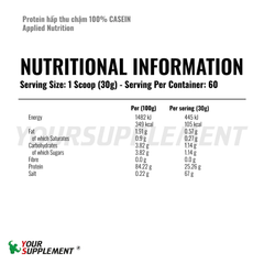 Sữa Tăng Cơ Hấp Thu Chậm CASEIN Applied Nutrition - 1,8KG (60 servings)