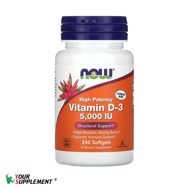 Now Foods, Vitamin D-3, 125 mcg (5,000 IU), 240 Softgels