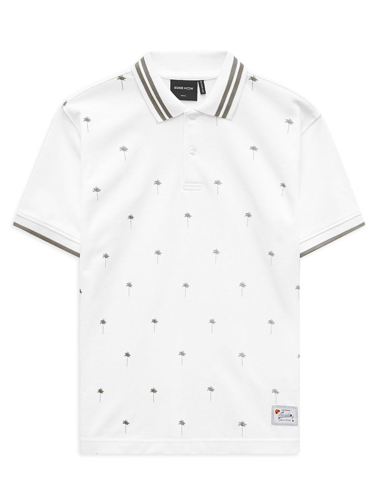 Áo Polo Miniprint White Tropical