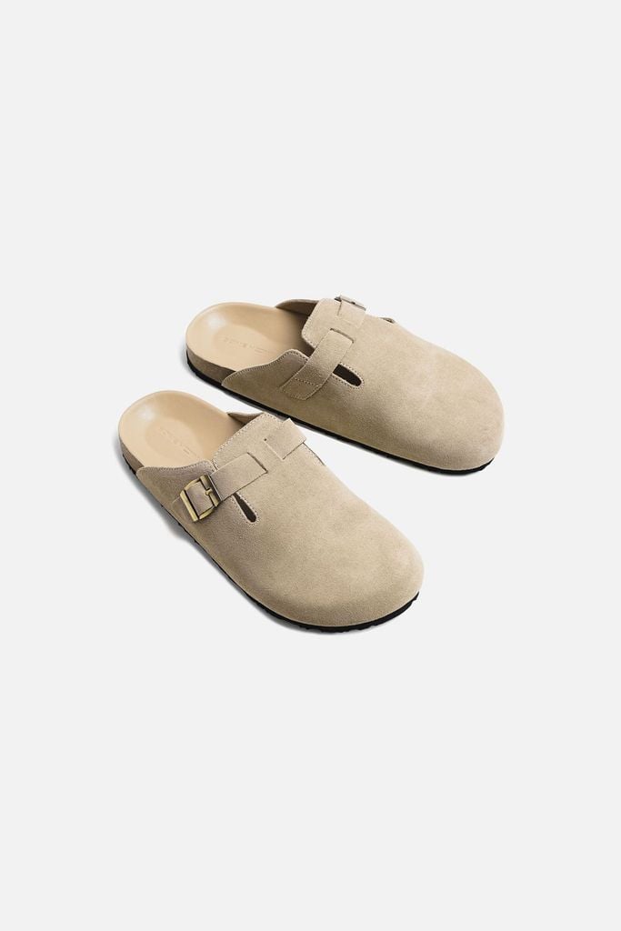  Dép Suede Clogs Mules Beige 