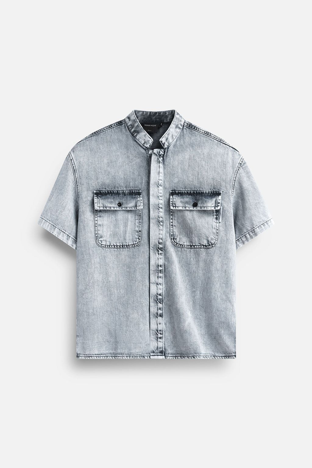 Set Shirt Short Denim Stand Col