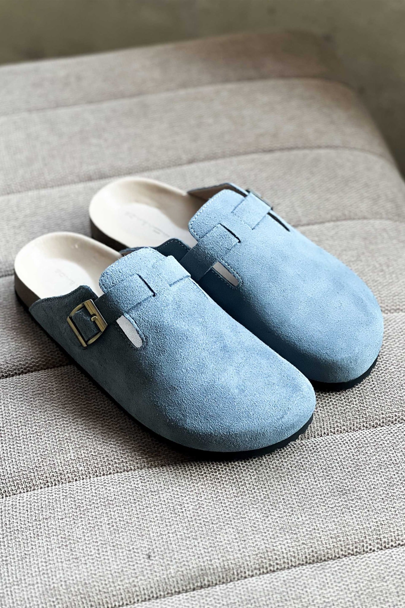 Slate Mule Dép Suede Clogs Mules Slate Blue Casual – SomeHow
