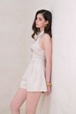 Jumpsuit Linen Sleeveless High Collar