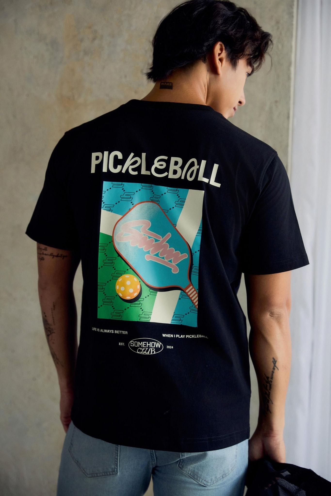 Áo Thun Pickleball Print Black
