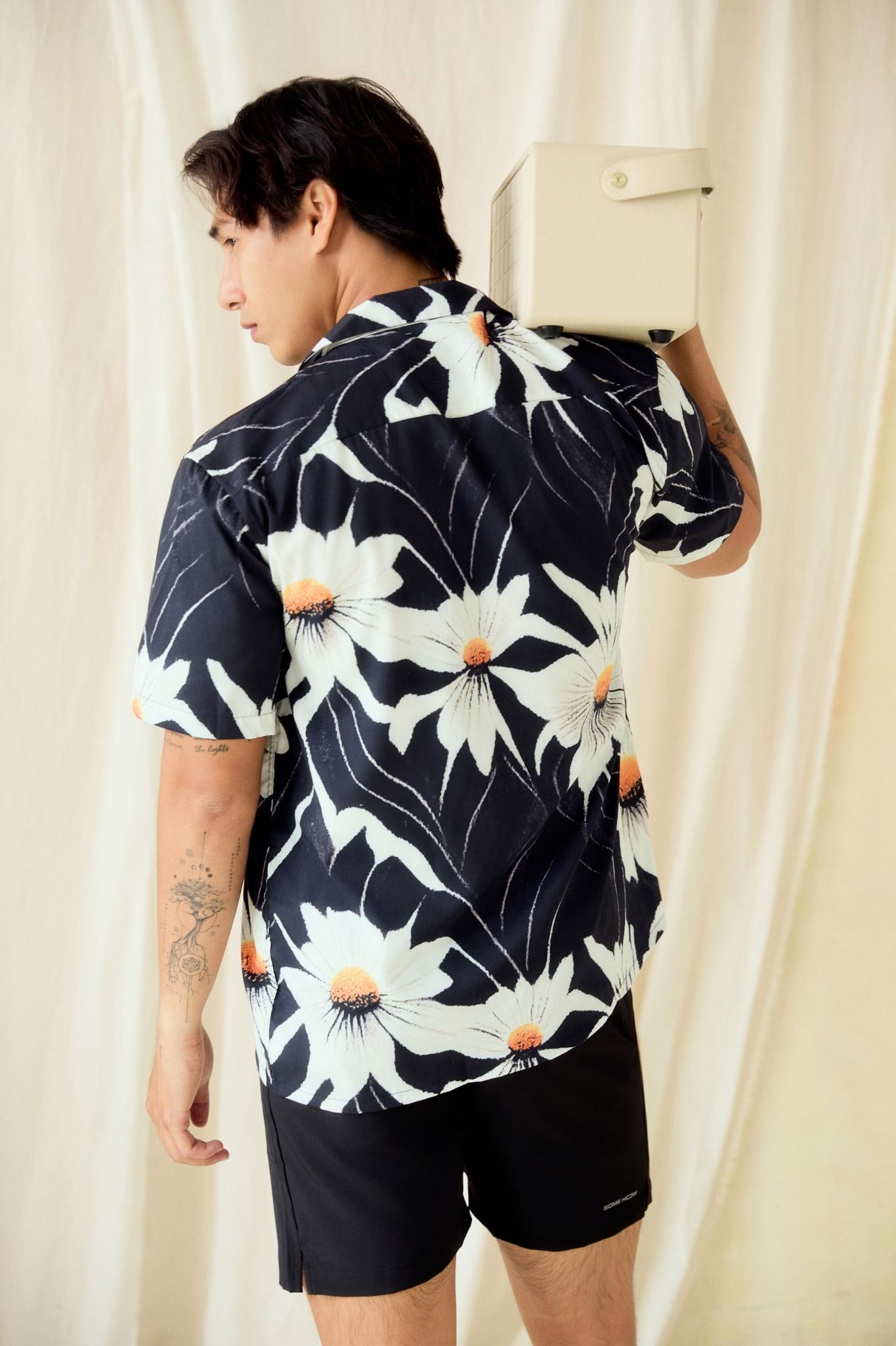 Áo Sơ Mi Cuban Black Flower