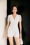 Jumpsuit Short Sleeve Lace Romper